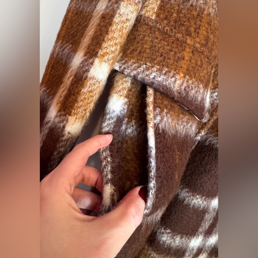 Calvin Klein Brown and White Plaid Jacket - Picture 5 of 7